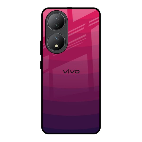 Wavy Pink Pattern Glass Case for Vivo Y100 5G Fashion