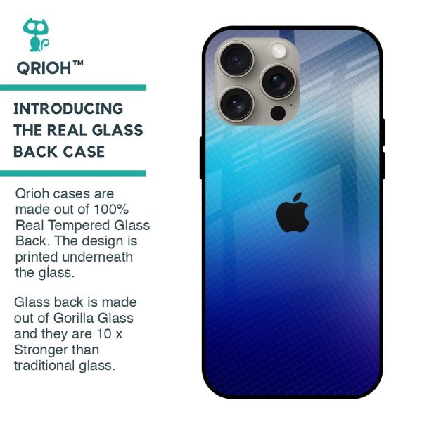 Blue Rhombus Pattern Glass Case for iPhone 15 Pro Max Discount