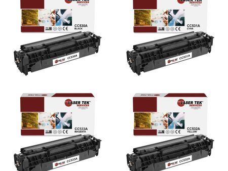 4 Pack HP 304A (CC530A CC531A CC532A CC533A ) Remanufactured Toner Cartridge Supply