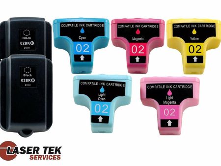 6 Pack HP 02BK 02C 02M 02Y 02LC 02LM Compatible Ink Cartridge | Laser Tek Services Sale