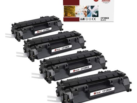 4 Pack HP 80X (CF280X) High Yield Remanufactured Toner Cartridge Online now