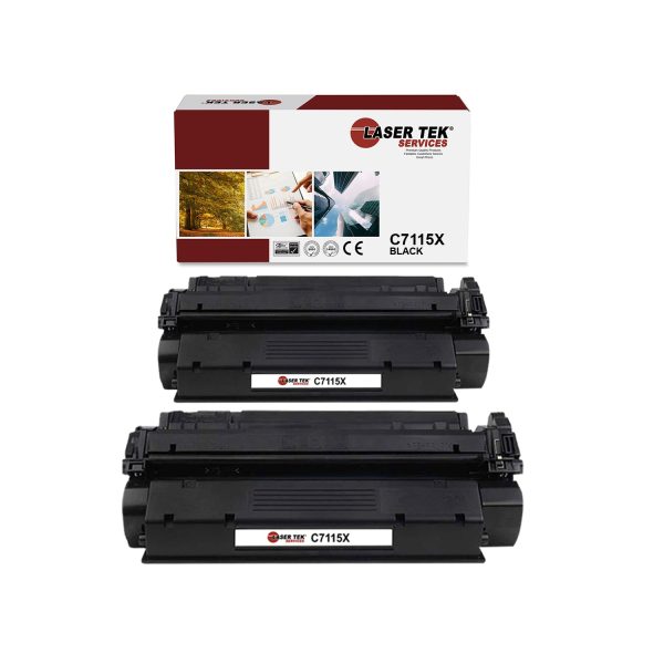 2 Pack HP 15X C7115X Black Compatible High Yield Toner Cartridge | Laser Tek Services Fashion